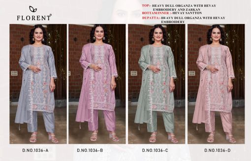 Florent DN 1036 A D Organza Salwar Suit Catalog 4 Pcs 9 510x328 - Florent DN 1036 A-D Organza Salwar Suit Catalog 4 Pcs