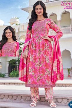 Kavya Zeenat Vol 30 Naira Cut Chanderi Readymade Suit Catalog 10 Pcs