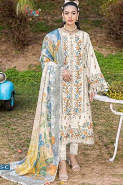 Shree Fabs Maria B Color Collection Vol 3 Chiffon Cotton Salwar Suit Catalog 4 Pcs