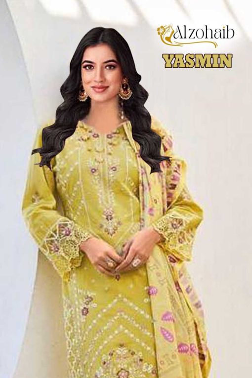 Alzohaib Yasmin Chiffon Cotton Salwar Suit Catalog 6 Pcs 1 510x765 - Alzohaib Yasmin Chiffon Cotton Salwar Suit Catalog 6 Pcs