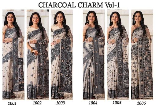 Astita Charcoal Charm Cotton Saree Sari Catalog 6 Pcs 7 510x348 - Astita Charcoal Charm Cotton Saree Sari Catalog 6 Pcs