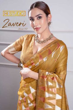 Hi Studio Zaveri Series Vol 2 Linen Saree Sari Catalog 5 Pcs
