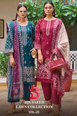 Shree Fabs Bin Saeed Lawn Collection Vol 22 Cotton Salwar Suit Catalog 6 Pcs