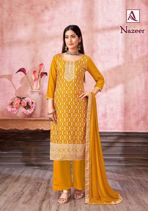 Alok Nazeer Muslin Salwar Suit Catalog 6 Pcs 17 510x728 - Alok Nazeer Muslin Salwar Suit Catalog 6 Pcs