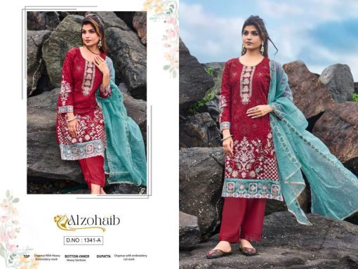 Alzohaib DN 1341 A D Organza Salwar Suit Catalog 4 Pcs 1 1 510x383 - Alzohaib DN 1341 A-D Organza Salwar Suit Catalog 4 Pcs