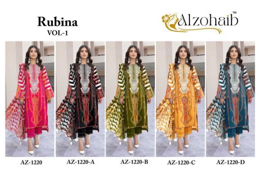 Alzohaib Rubina Vol 1 Chiffon Cotton Salwar Suit Catalog 5 Pcs 12 510x340 - Alzohaib Rubina Vol 1 Chiffon Cotton Salwar Suit Catalog 5 Pcs