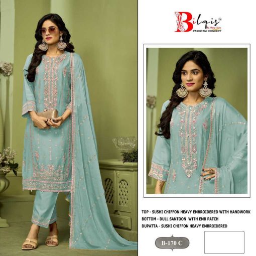 Bilqis B 170 A D Chiffon Salwar Suit Catalog 4 Pcs 7 510x510 - Bilqis B 170 A-D Chiffon Salwar Suit Catalog 4 Pcs