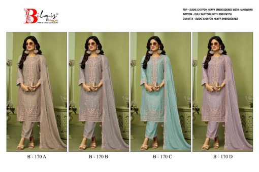 Bilqis B 170 A D Chiffon Salwar Suit Catalog 4 Pcs 9 510x340 - Bilqis B 170 A-D Chiffon Salwar Suit Catalog 4 Pcs
