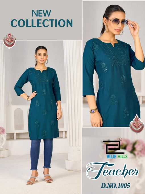 Blue Hills Teacher Rayon Kurti Catalog 6 Pcs 1 510x680 - Blue Hills Teacher Rayon Kurti Catalog 6 Pcs