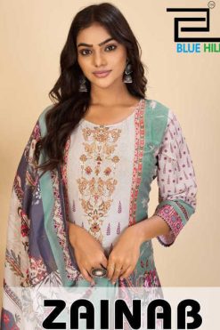 Blue Hills Zainab Vol 10 Kurti with Dupatta Bottom Muslin Catalog 4 Pcs