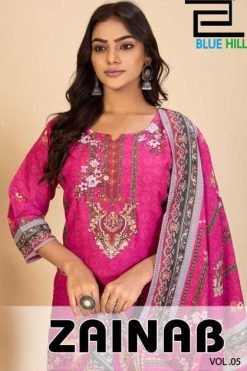 Blue Hills Zainab Vol 5 Kurti with Dupatta Bottom Muslin Catalog 4 Pcs