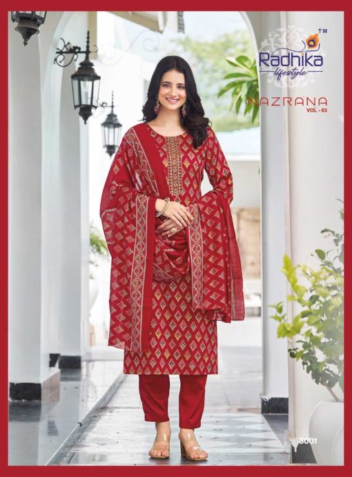 Radhika Nazrana Vol 3 Satin Readymade Salwar Suit Catalog 6 Pcs 2 510x692 - Radhika Nazrana Vol 3 Satin Readymade Salwar Suit Catalog 6 Pcs