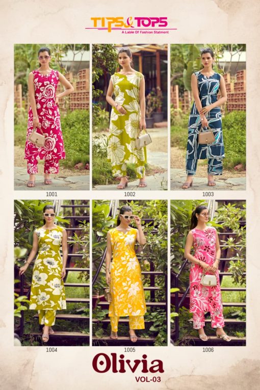Tips Top Olivia Vol 3 Rayon Kurti with Bottom Catalog 6 Pcs 8 510x765 - Tips and Top Olivia Vol 3 Rayon Kurti with Bottom Catalog 6 Pcs