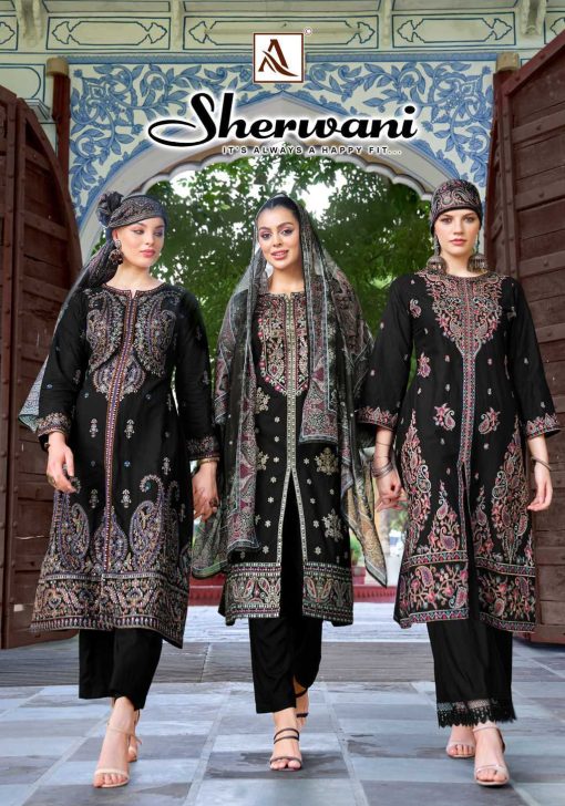 Alok Sherwani Cotton Salwar Suit Catalog 6 Pcs - Image 2
