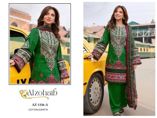 Alzohaib DN 1136-1137 Chiffon Cotton Salwar Suit Catalog 4 Pcs - Image 2