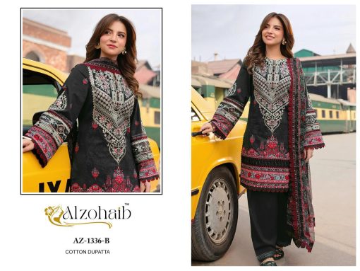 Alzohaib DN 1136-1137 Chiffon Cotton Salwar Suit Catalog 4 Pcs - Image 3