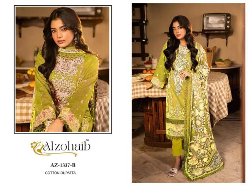 Alzohaib DN 1136-1137 Chiffon Cotton Salwar Suit Catalog 4 Pcs - Image 5