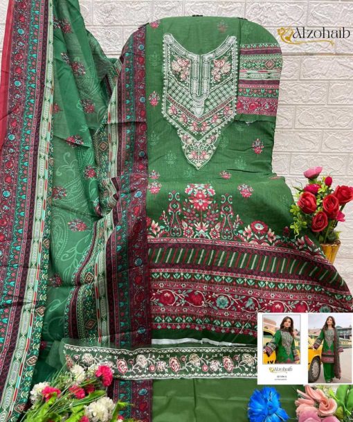 Alzohaib DN 1136-1137 Chiffon Cotton Salwar Suit Catalog 4 Pcs - Image 8