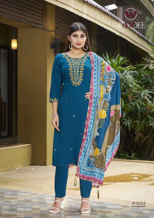Apsara Woodee Kurti with Dupatta Bottom Rayon Catalog 6 Pcs - Image 6