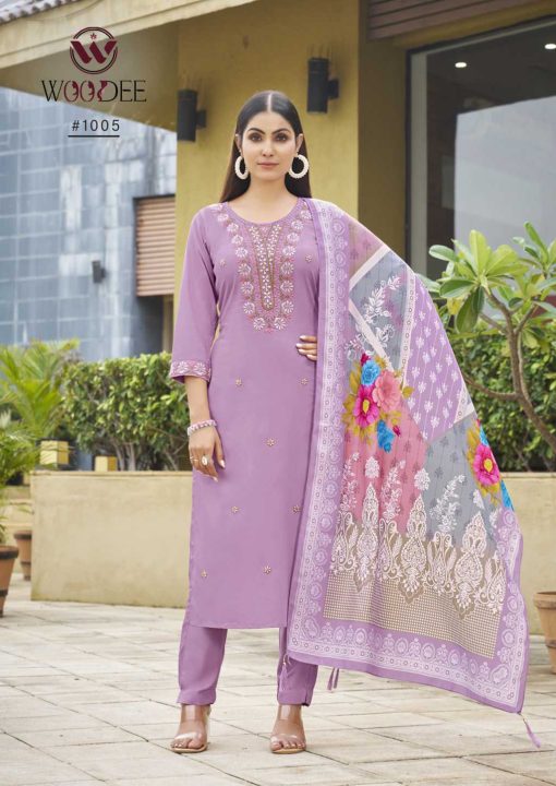 Apsara Woodee Kurti with Dupatta Bottom Rayon Catalog 6 Pcs - Image 9