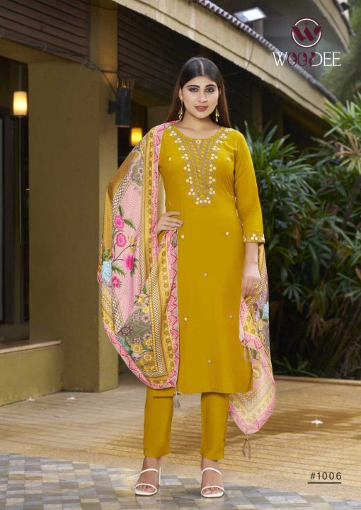 Apsara Woodee Kurti with Dupatta Bottom Rayon Catalog 6 Pcs - Image 10