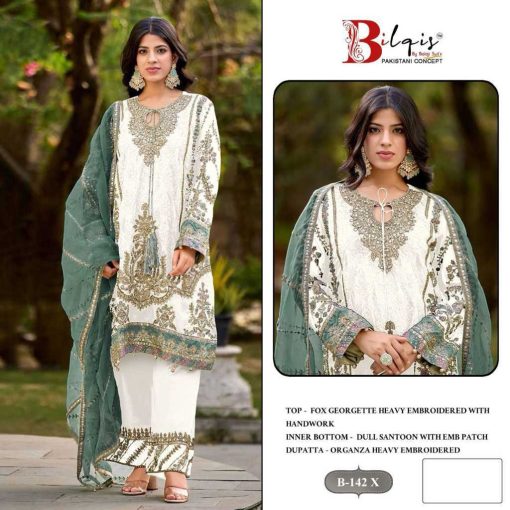Bilqis B 142 U-X Georgette Salwar Suit Catalog 4 Pcs - Image 2