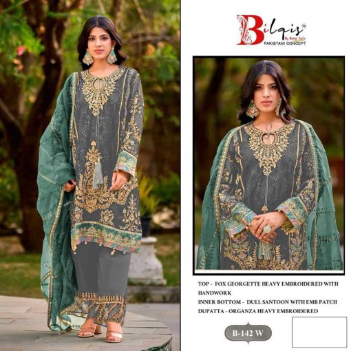 Bilqis B 142 U-X Georgette Salwar Suit Catalog 4 Pcs - Image 4