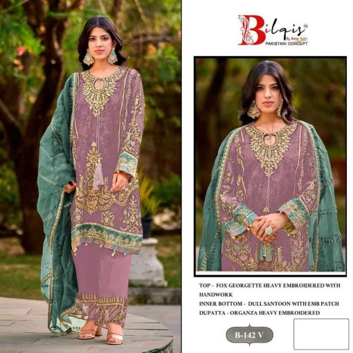 Bilqis B 142 U-X Georgette Salwar Suit Catalog 4 Pcs - Image 6