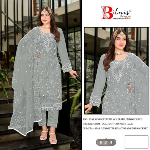 Bilqis B 154 E-H Georgette Salwar Suit Catalog 4 Pcs - Image 4