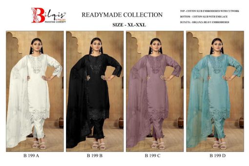 Bilqis B 199 A-D Cotton Readymade Salwar Suit Catalog 4 Pcs - Image 10