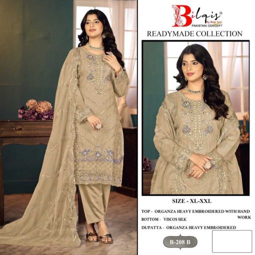 Bilqis B 208 A-D Organza Readymade Salwar Suit Catalog 4 Pcs - Image 4