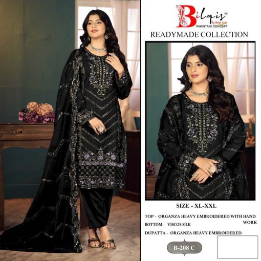 Bilqis B 208 A-D Organza Readymade Salwar Suit Catalog 4 Pcs - Image 6