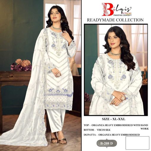 Bilqis B 208 A-D Organza Readymade Salwar Suit Catalog 4 Pcs - Image 8