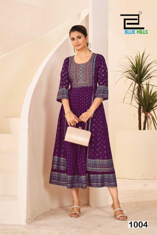 Blue Hills Diamond Rayon Kurti Catalog 4 Pcs - Image 2