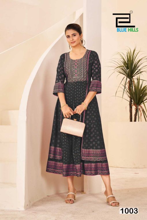 Blue Hills Diamond Rayon Kurti Catalog 4 Pcs - Image 3