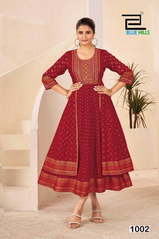 Blue Hills Diamond Rayon Kurti Catalog 4 Pcs - Image 4