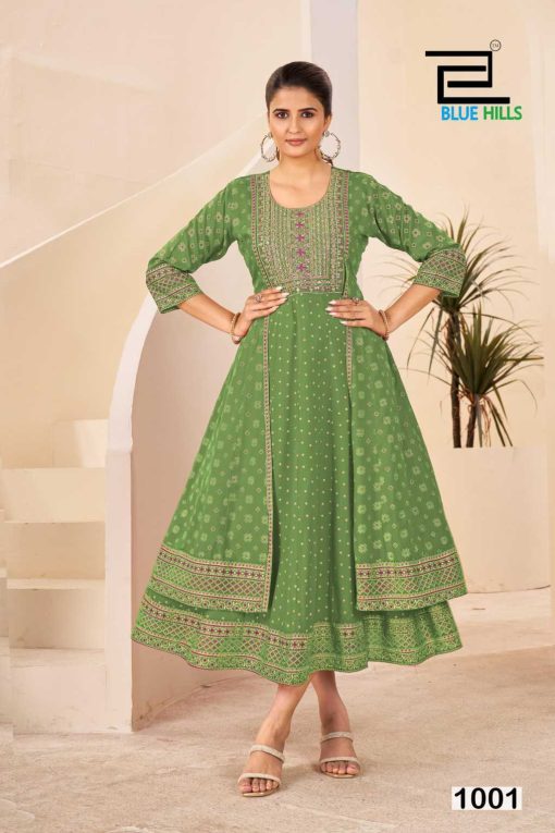Blue Hills Diamond Rayon Kurti Catalog 4 Pcs - Image 5