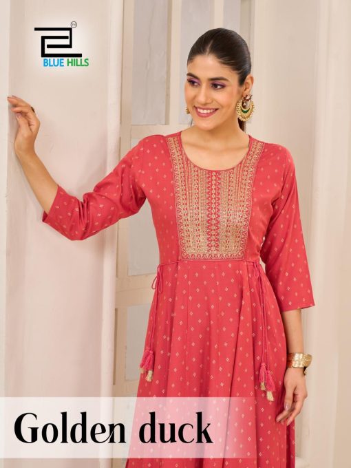 Blue Hills Golden Duck Rayon Kurti Catalog 4 Pcs - Image 3
