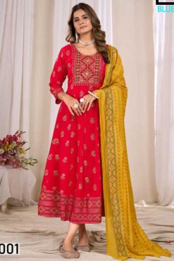 Blue Hills Ritu Special Vol 9 Gown with Dupatta Rayon Catalog 6 Pcs