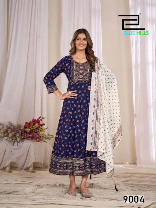 Blue Hills Ritu Special Vol 9 Gown with Dupatta Rayon Catalog 6 Pcs - Image 7