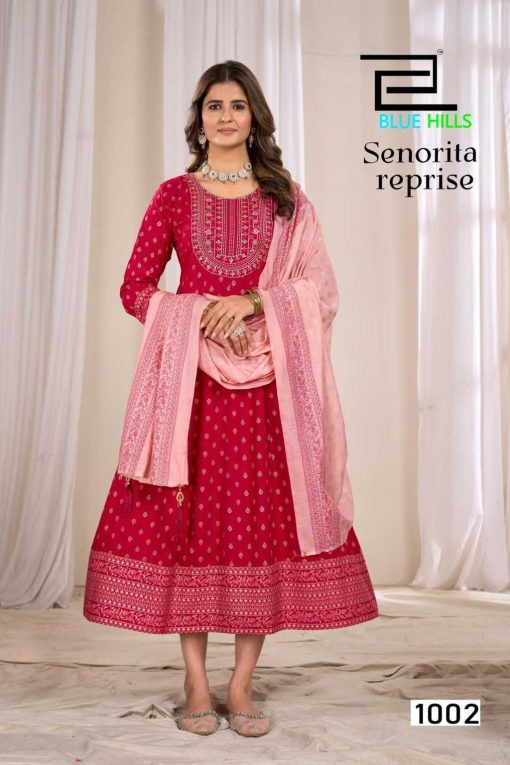 Blue Hills Senorita Reprise Kurti with Dupatta Rayon Cotton Catalog 6 Pcs - Image 2