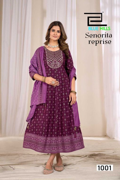 Blue Hills Senorita Reprise Kurti with Dupatta Rayon Cotton Catalog 6 Pcs - Image 4