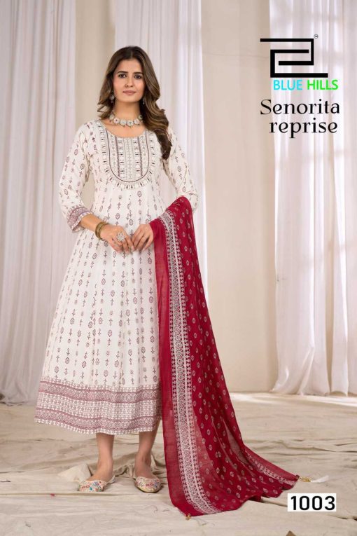 Blue Hills Senorita Reprise Kurti with Dupatta Rayon Cotton Catalog 6 Pcs - Image 5