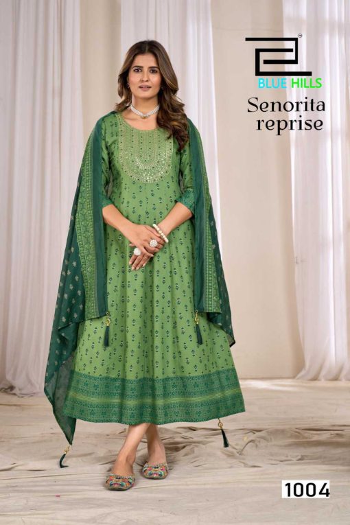 Blue Hills Senorita Reprise Kurti with Dupatta Rayon Cotton Catalog 6 Pcs - Image 6