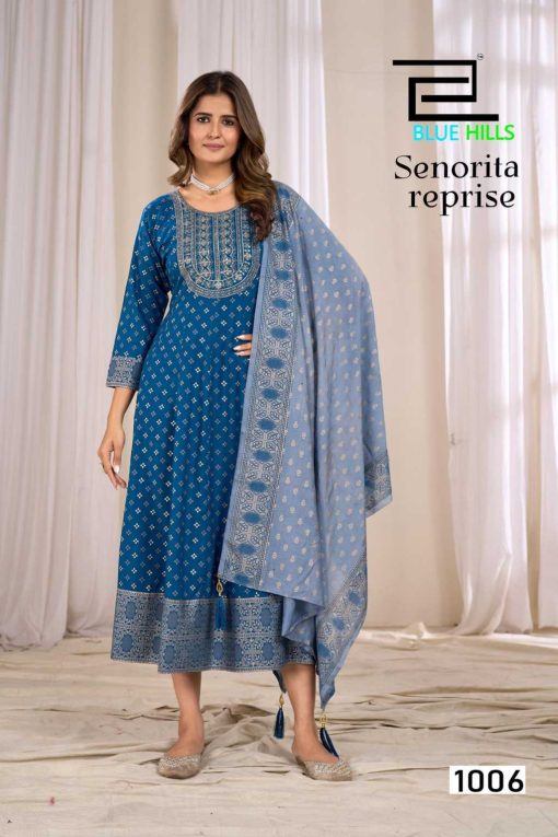 Blue Hills Senorita Reprise Kurti with Dupatta Rayon Cotton Catalog 6 Pcs - Image 7