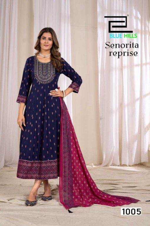 Blue Hills Senorita Reprise Kurti with Dupatta Rayon Cotton Catalog 6 Pcs - Image 8