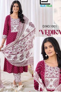 Blue Hills Vedika Kurti with Dupatta Bottom Rayon Catalog 4 Pcs