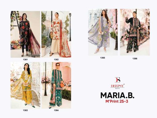 Deepsy Maria B M Print 25 Vol 3 Chiffon Cotton Salwar Suit Catalog 6 Pcs - Image 15