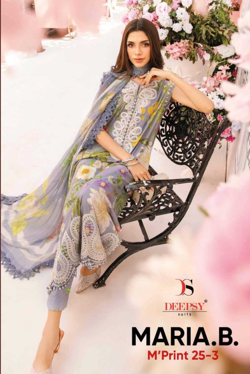 Deepsy Maria B M Print 25 Vol 3 Chiffon Cotton Salwar Suit Catalog 6 Pcs - Image 4