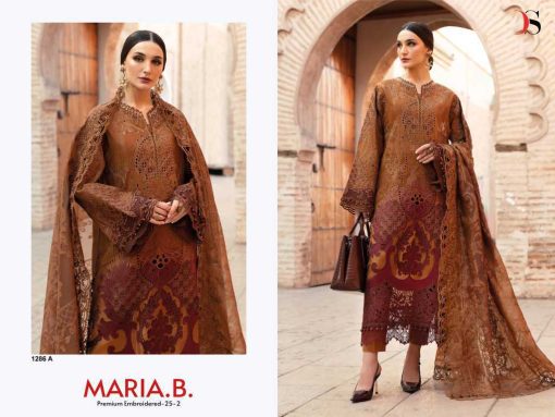 Deepsy Maria B Premium Embroidered 25 Vol 2 Hit Design Chiffon Cotton Salwar Suit Catalog 4 Pcs - Image 2